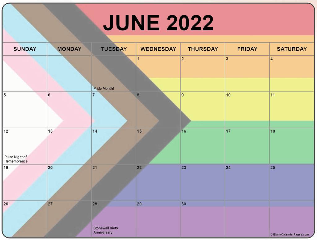 June 2022 LGBTQ Holidays: June (all month) - Pride Month;
June 12 (Sunday) - Pulse Night of Remembrance;
June 28 (Tuesday) - Stonewall Riots Anniversary